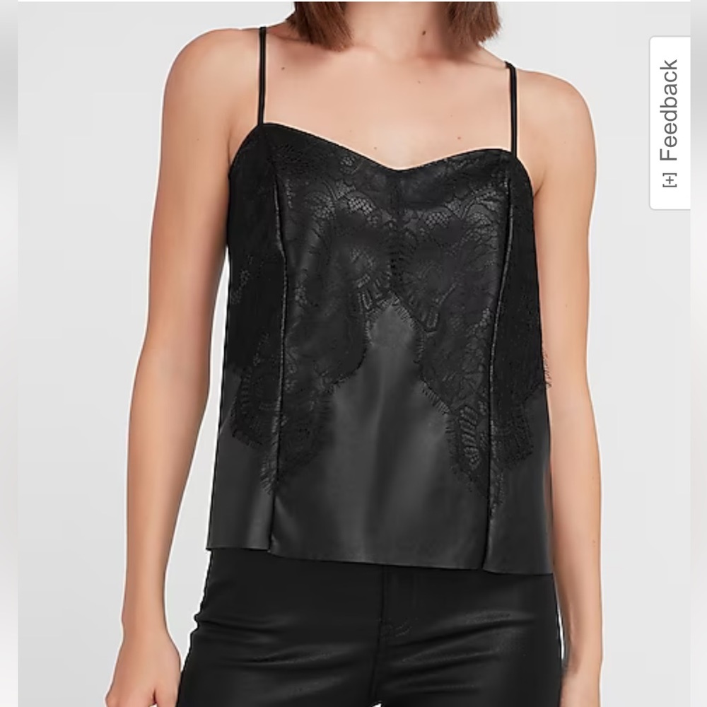 New with tags Express Faux Leather Lace Cami in size medium!